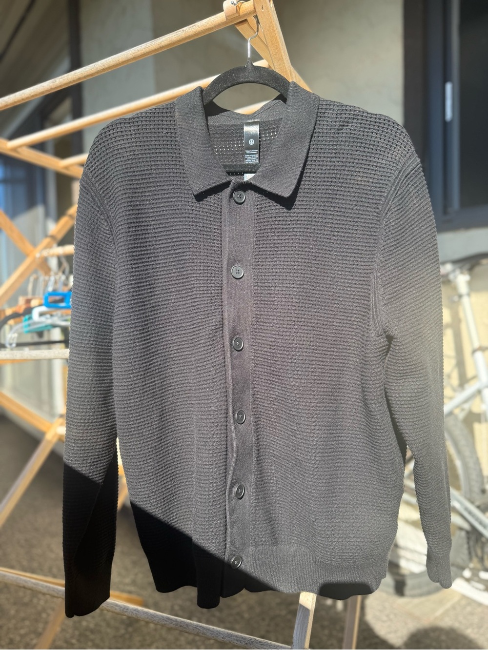 Lululemon Mens Black Collared Cardigan Size Small